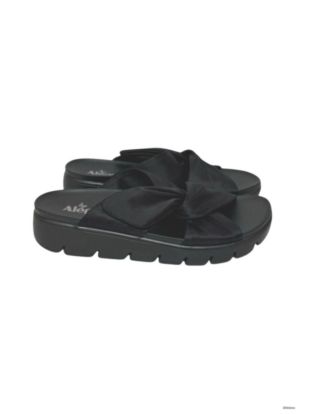 Alegria Women’s Rylie Black Satin Knot Slip-On Slide Sandals Size 41 US 10.5-11